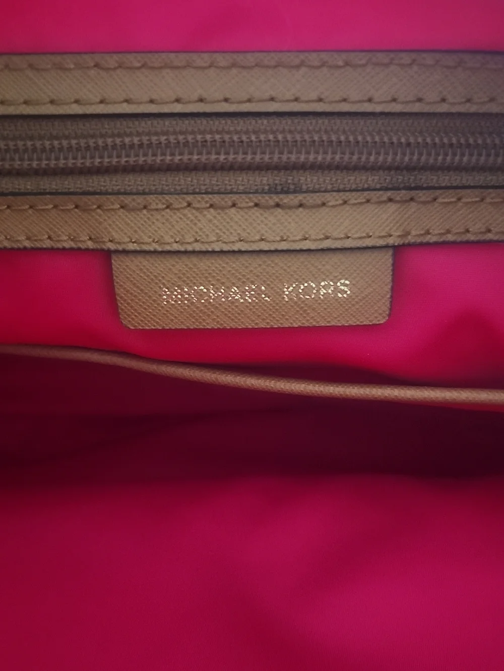 Michael Kors Hot Pink Tote with Tan Handles